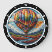 Rainbow Hot Air Balloon Over River Grote Klok (Voorkant)