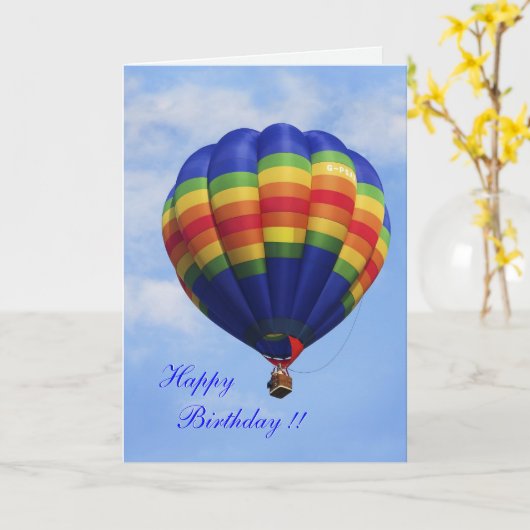 Rainbow Hot Air Ballooning-verjaardagskaart Kaart (Gele Bloem)