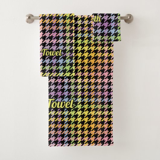 Rainbow Houndstooth Pattern Bad Handdoek (Insitu)