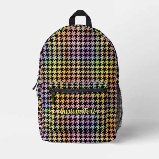 Rainbow Houndstooth Pattern Bedrukte Rugzak (Voorkant)