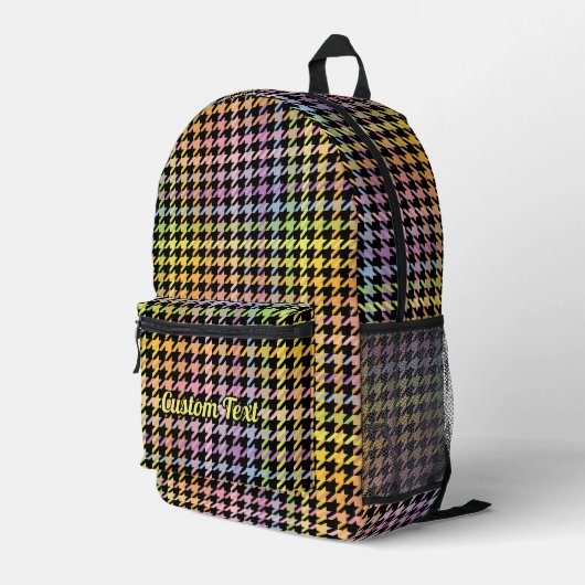 Rainbow Houndstooth Pattern Bedrukte Rugzak (Achterkant Hoek Rechts)
