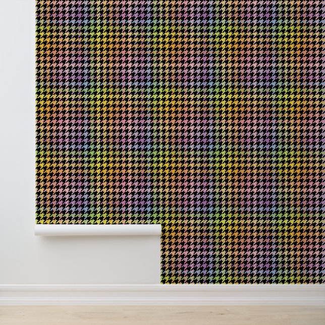 Rainbow Houndstooth Pattern Behang (Applicatie)