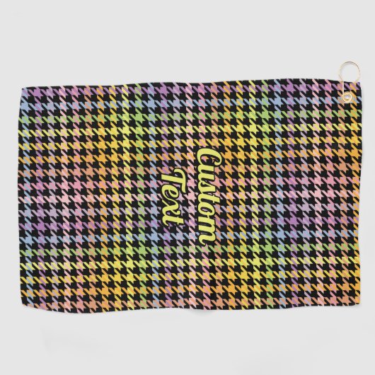 Rainbow Houndstooth Pattern Golfhanddoek (Horizontaal)