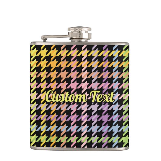 Rainbow Houndstooth Pattern Heupfles (Voorkant)