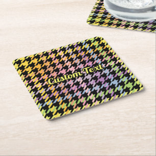 Rainbow Houndstooth Pattern Kartonnen Onderzetters