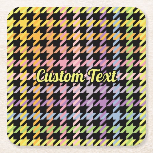 Rainbow Houndstooth Pattern Kartonnen Onderzetters (Voorkant)