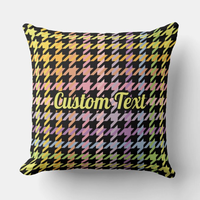 Rainbow Houndstooth Pattern Kussen (Voorkant)