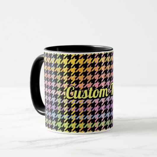 Rainbow Houndstooth Pattern Mok (Voorkant links)
