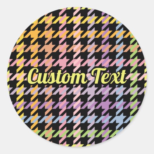 Rainbow Houndstooth Pattern Ronde Sticker (Voorkant)