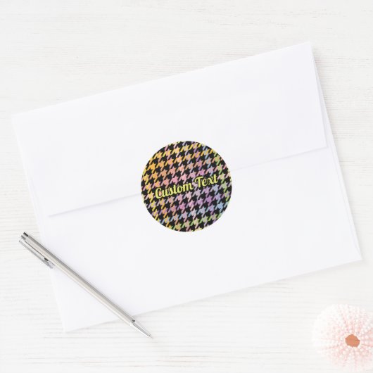 Rainbow Houndstooth Pattern Ronde Sticker (Envelop)