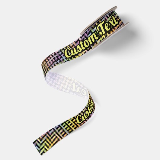 Rainbow Houndstooth Pattern Satijnen Lint (Achterkant)