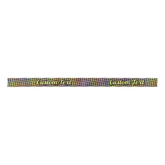 Rainbow Houndstooth Pattern Satijnen Lint (Voorkant)