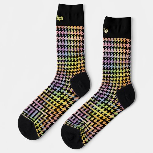 Rainbow Houndstooth Pattern Sokken (Links)