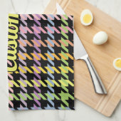 Rainbow Houndstooth Pattern Theedoek (Quarter Fold)
