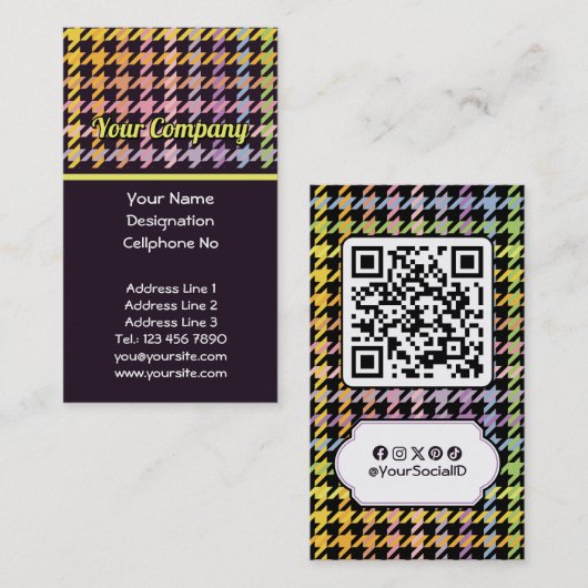 Rainbow Houndstooth Pattern Visitekaartje (Voorkant / Achterkant)