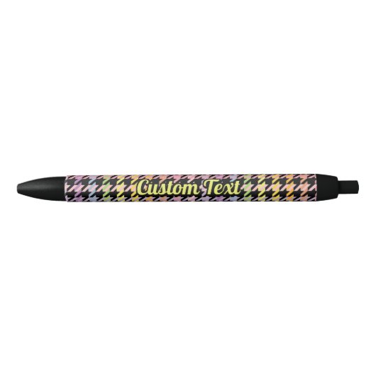 Rainbow Houndstooth Pattern Zwarte Inkt Pen (Voorkant)