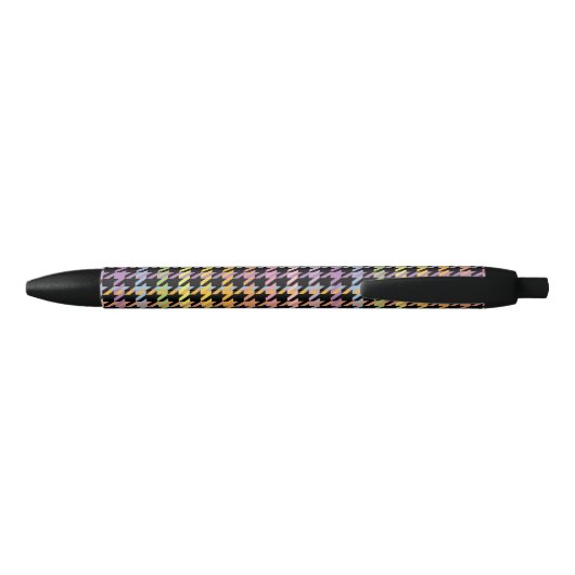 Rainbow Houndstooth Pattern Zwarte Inkt Pen (Achterkant)