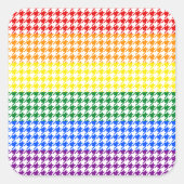 Rainbow Houndstooth Vierkante Sticker (Voorkant)