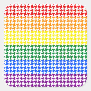Rainbow Houndstooth Vierkante Sticker