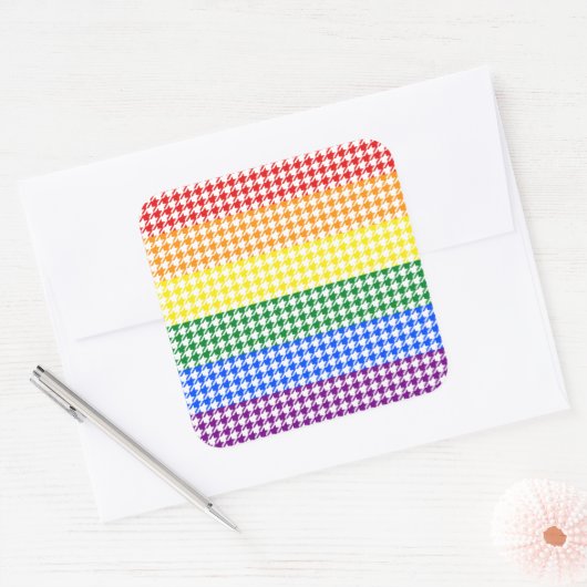 Rainbow Houndstooth Vierkante Sticker (Envelop)