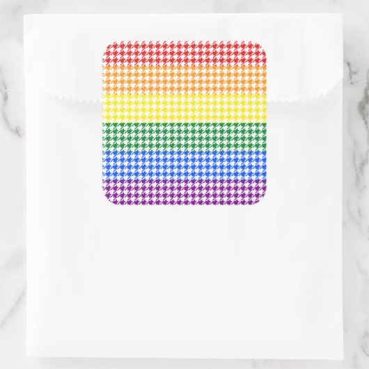 Rainbow Houndstooth Vierkante Sticker (Tas)