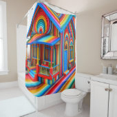 Rainbow House Douchegordijn (In situ)
