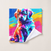 Rainbow Hued Dog Art Bad Handdoek (Wasdoekje)