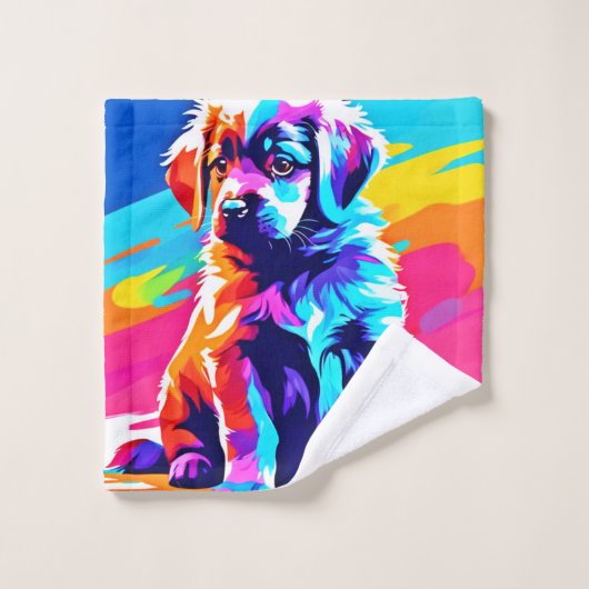 Rainbow Hued Dog Art Bad Handdoek (Wasdoekje)