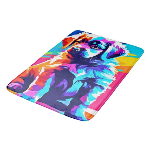 Rainbow Hued Dog Art Badmat (Gekanteld)