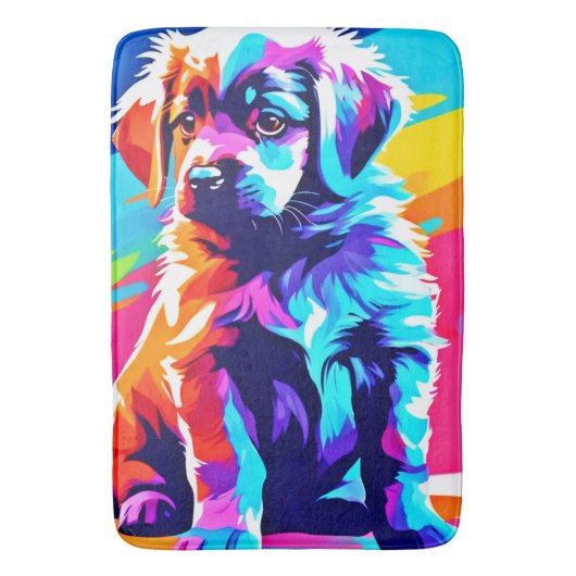 Rainbow Hued Dog Art Badmat (Voorkant Verticaal)