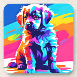 Rainbow Hued Dog Art Bier Onderzetter