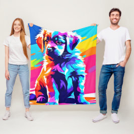 Rainbow Hued Dog Art Fleece Deken