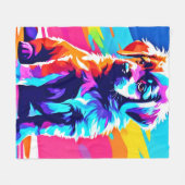 Rainbow Hued Dog Art Fleece Deken (Voorkant (Horizontaal))