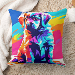 Rainbow Hued Dog Art Kussen
