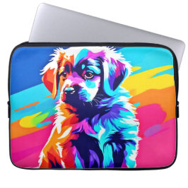 Rainbow Hued Dog Art Laptop Sleeve