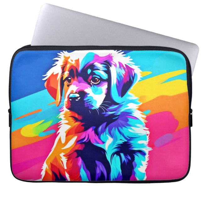Rainbow Hued Dog Art Laptop Sleeve (Voorkant)