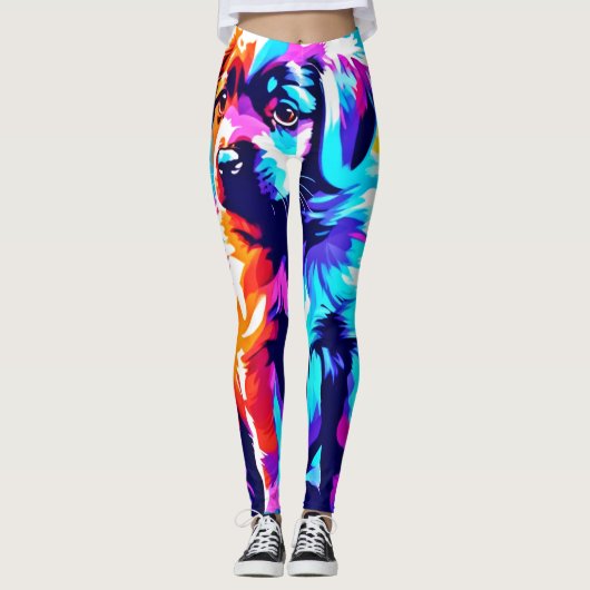 Rainbow Hued Dog Art Leggings (Voorkant)