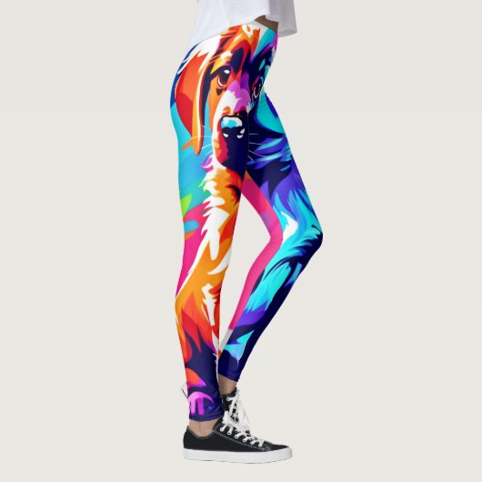 Rainbow Hued Dog Art Leggings (Rechts)