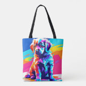 Rainbow Hued Dog Art Tote Bag (Achterkant)