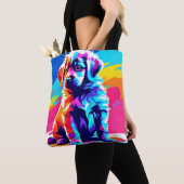Rainbow Hued Dog Art Tote Bag (Dichtbij)
