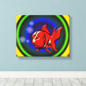 Rainbow Hues Schattige Abstract goudvis Canvas Afdruk (Insitu (Houten vloer))