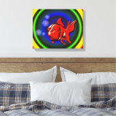 Rainbow Hues Schattige Abstract goudvis Canvas Afdruk (Insitu (Slaapkamer))