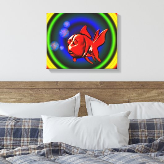 Rainbow Hues Schattige Abstract goudvis Canvas Afdruk (Insitu (Slaapkamer))