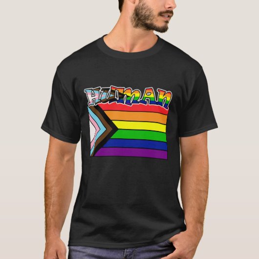 Rainbow Human LGBTQ-vlaggenondersteuning en Pride  T-shirt (Voorkant)