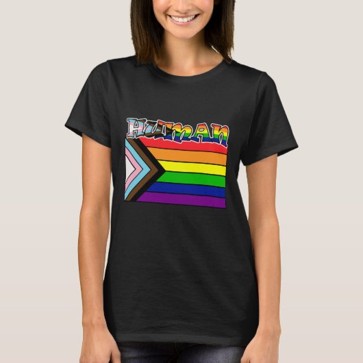 Rainbow Human LGBTQ-vlaggenondersteuning en Pride  T-shirt (Voorkant)