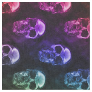 Rainbow Human Skulls Pattern Fabric Stof