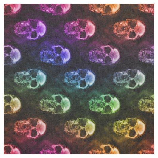 Rainbow Human Skulls Pattern Fabric Stof (Swatch)