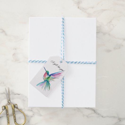 Rainbow Hummingbird Gift Label Cadeaulabel (Met Touw)