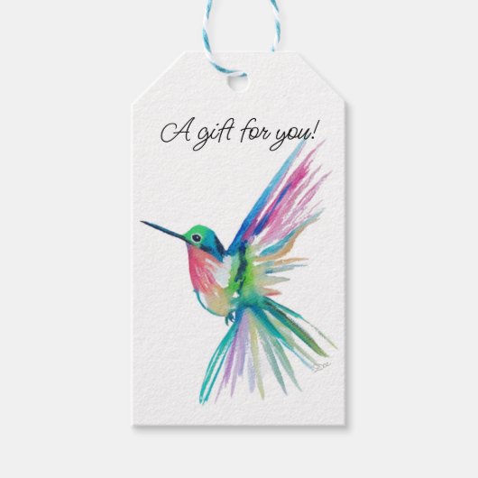 Rainbow Hummingbird Gift Label Cadeaulabel (Voorkant)