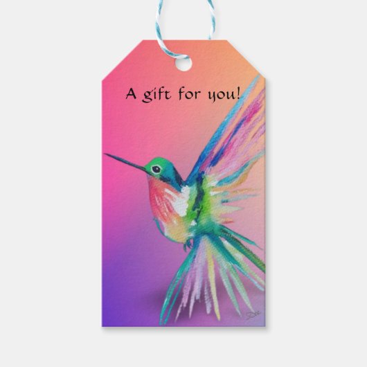 Rainbow Hummingbird Gift Label Cadeaulabel (Voorkant)